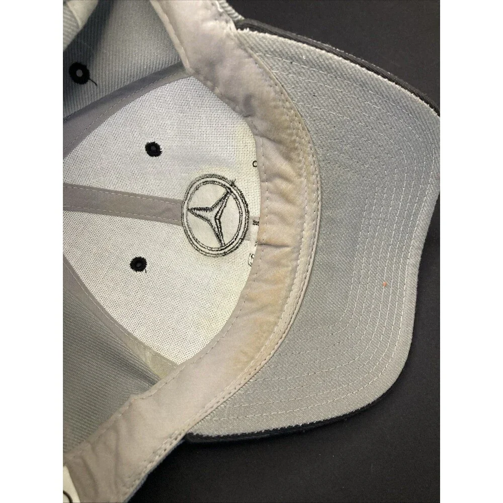 Vintage Mercedes-Benz Gray Strapback Hat Cap Embroidered Logo Adjustable